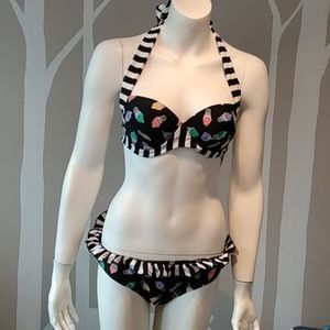 Women's bikini bathing suit retro icecream cones L
